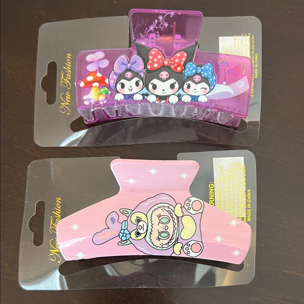 Kids Hair Clip Set - Purple and Pink